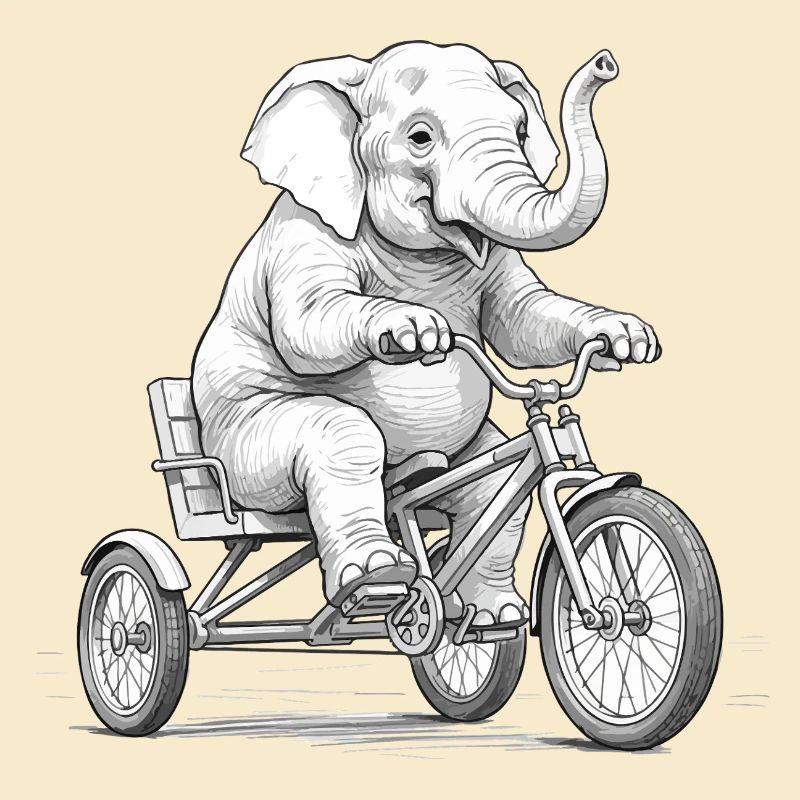 Éléphant sur un tricycle