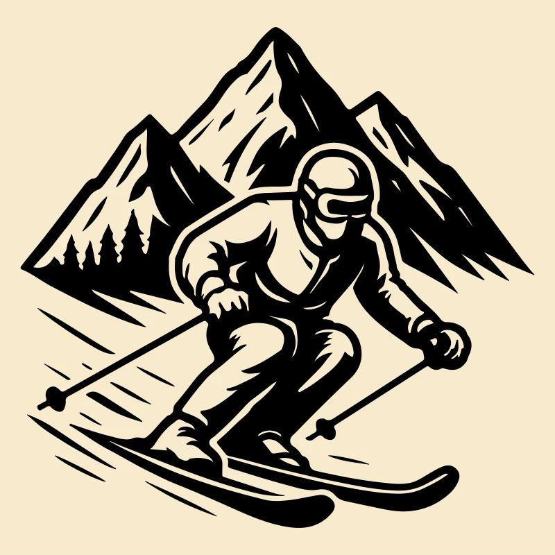 Skiing Silhouette Mountains