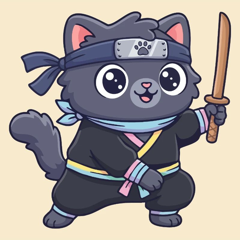 Ninja cat in samurai outfit