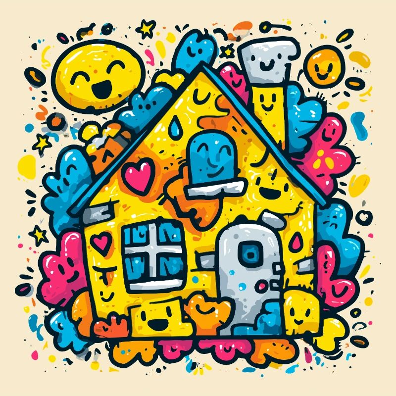 Lachendes Haus Farbklecks