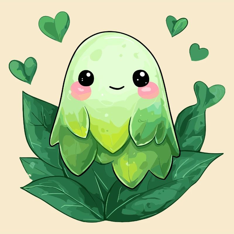 Petite créature feuillue dans des tons de vert