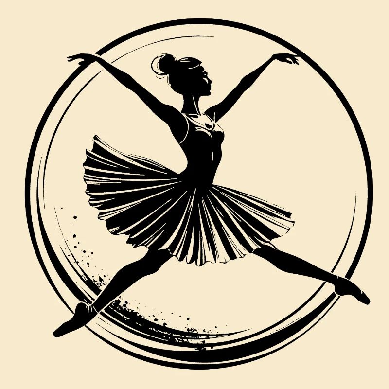 Ballet Dancer Art Jump Solid Color Black