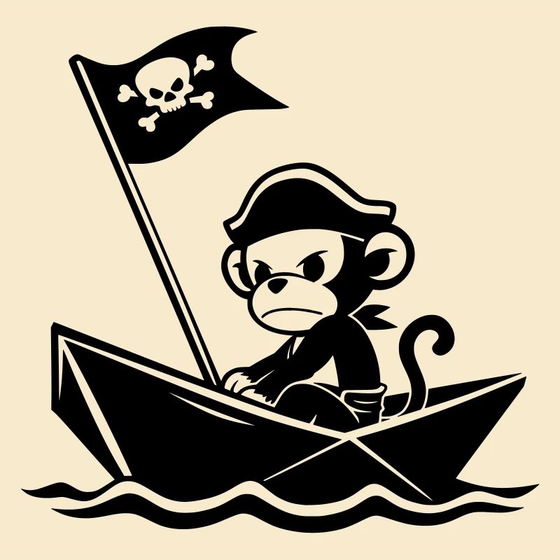 Singe pirate en colère dans le bateau