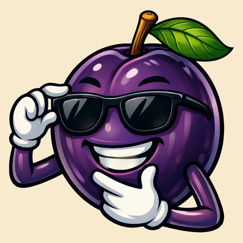 Cool Plum Cartoon Comic Fruit Summer