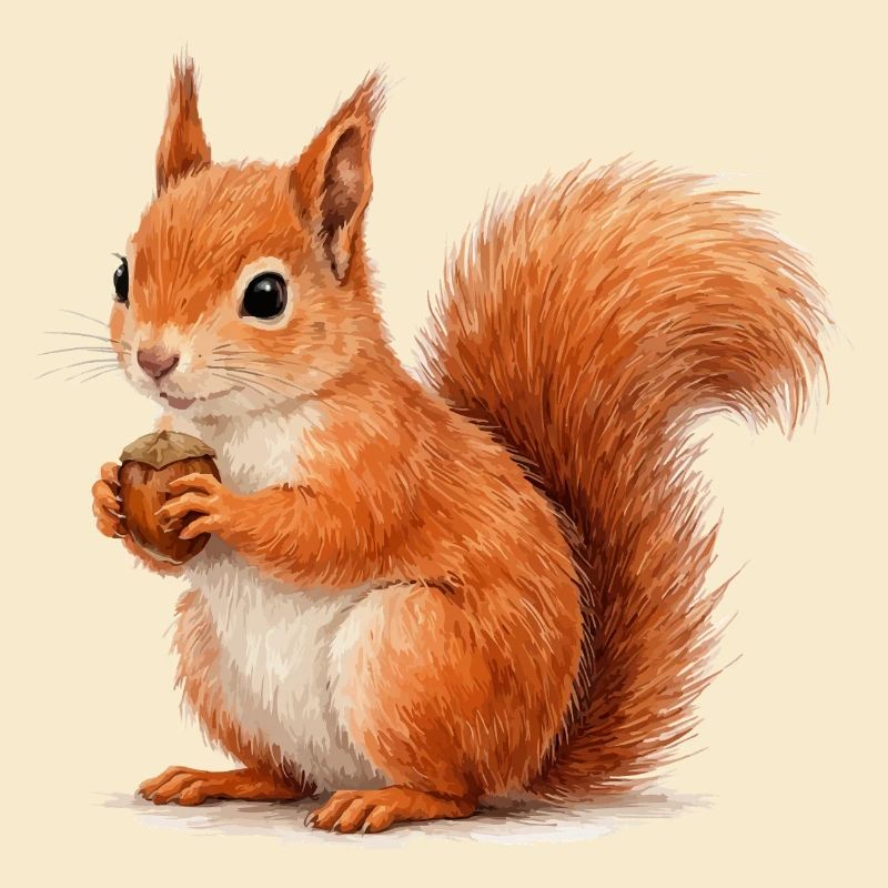 Eichhörnchen mit Eichel Illustration