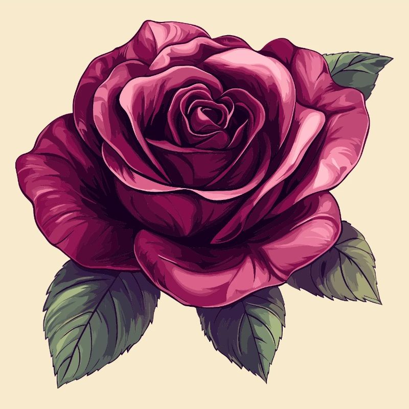Dunkelrose Blütenillustration