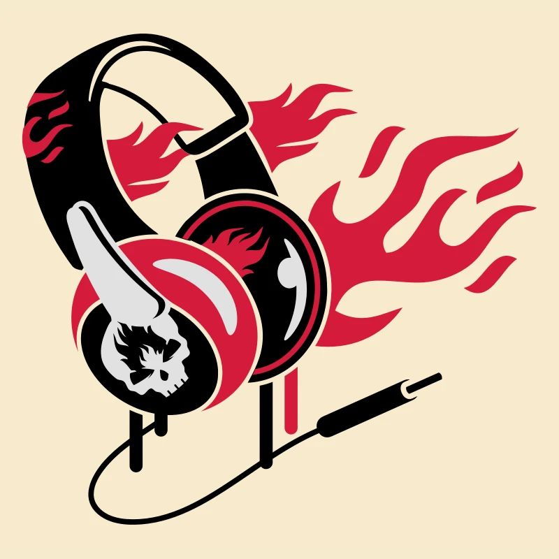 Kopfhörer und Flammen