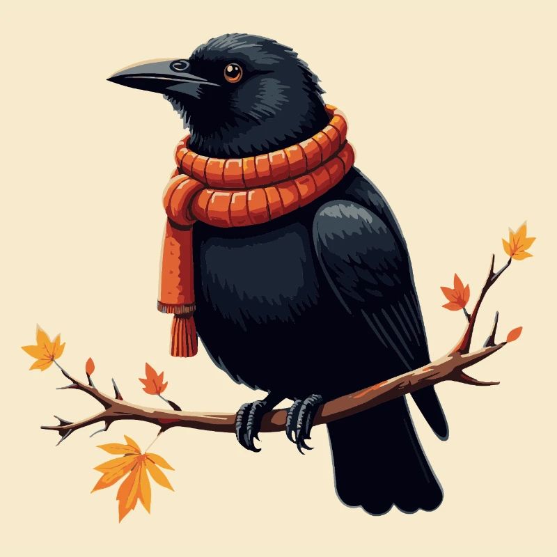 Corbeau d’Automne en Écharpe