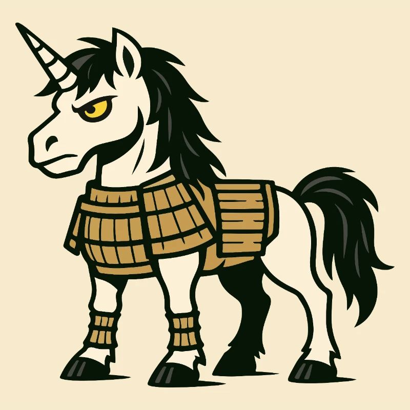 Combattant licorne samouraï en armure de combat classique