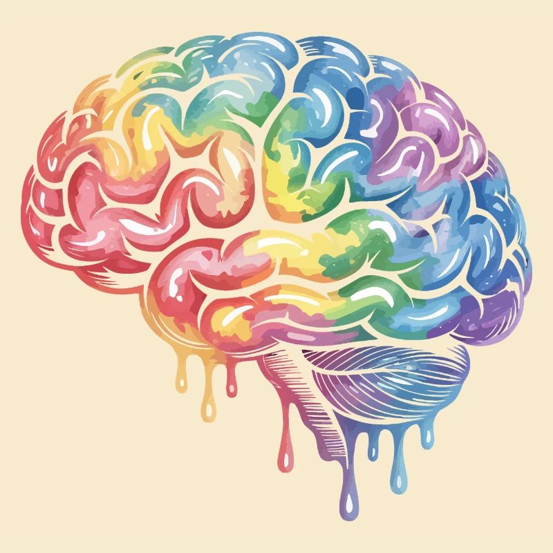 Conception d’impression en dégradé de cerveau arc-en-ciel