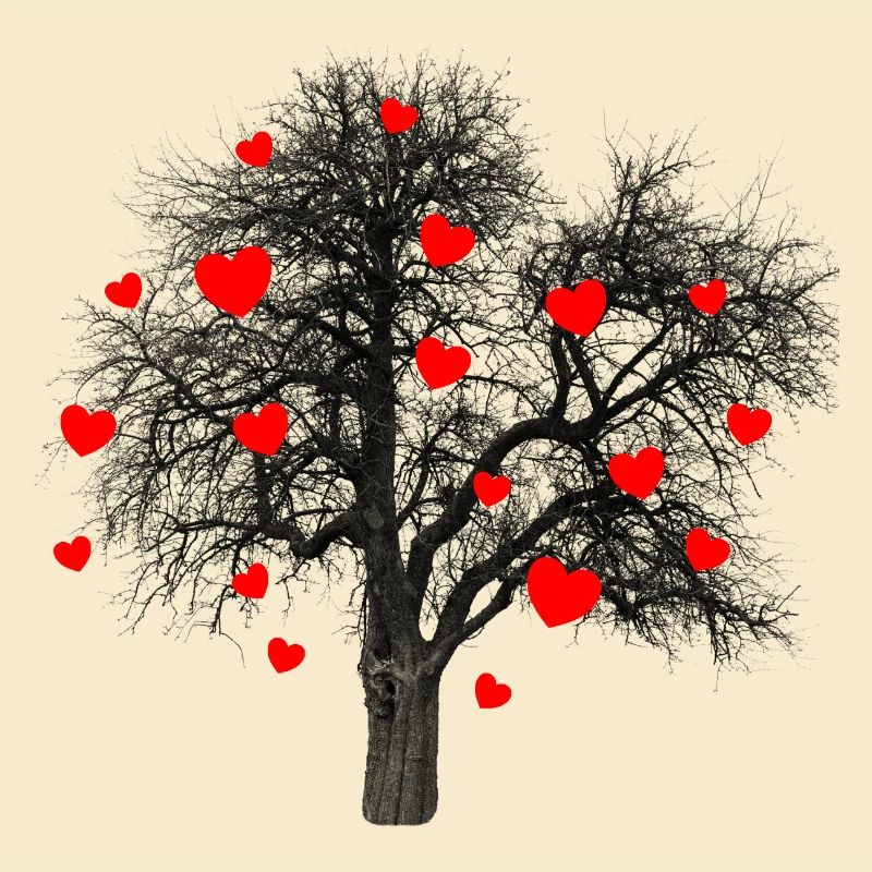 Red Hearts Tree with Hearts