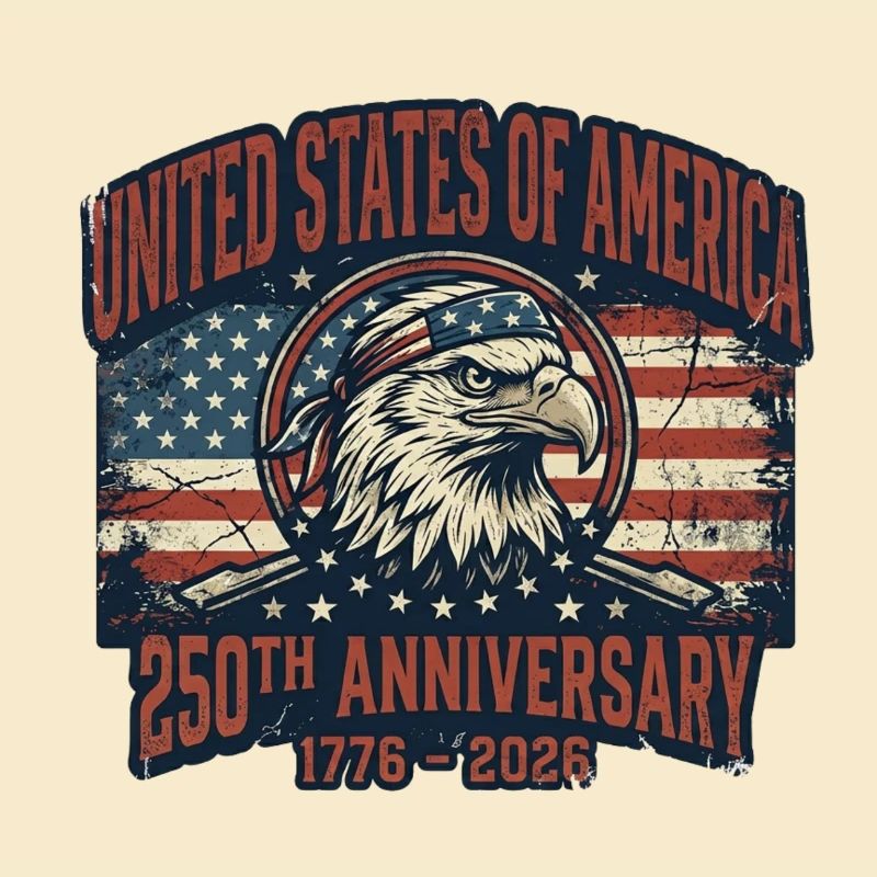 Aigle devant le drapeau américain – États-Unis 250 ans