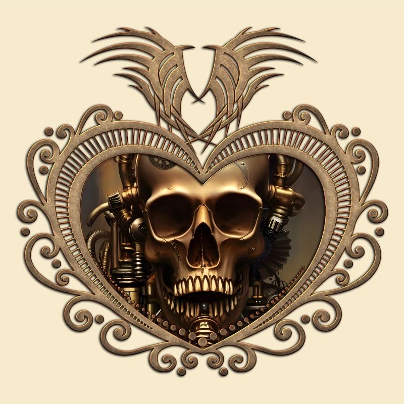 Superbe crâne steampunk doré