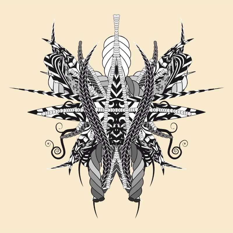 Structure artistique faite de rubans et de plumes