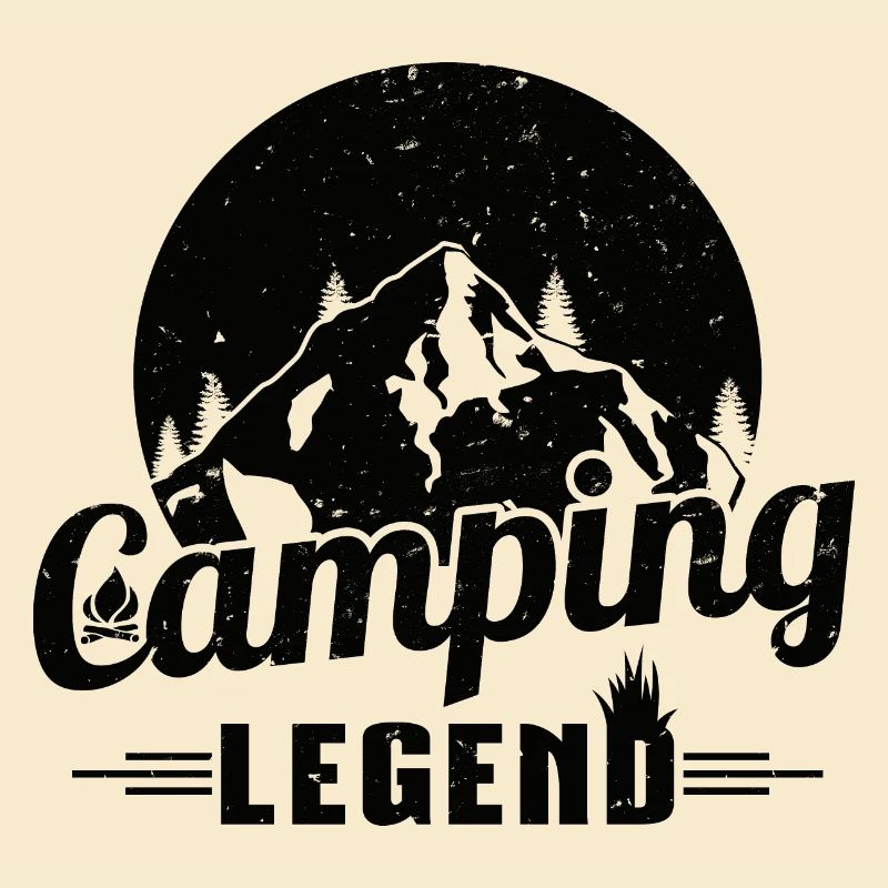 Camping Legend Grunge Style Schwarzes Camper Design