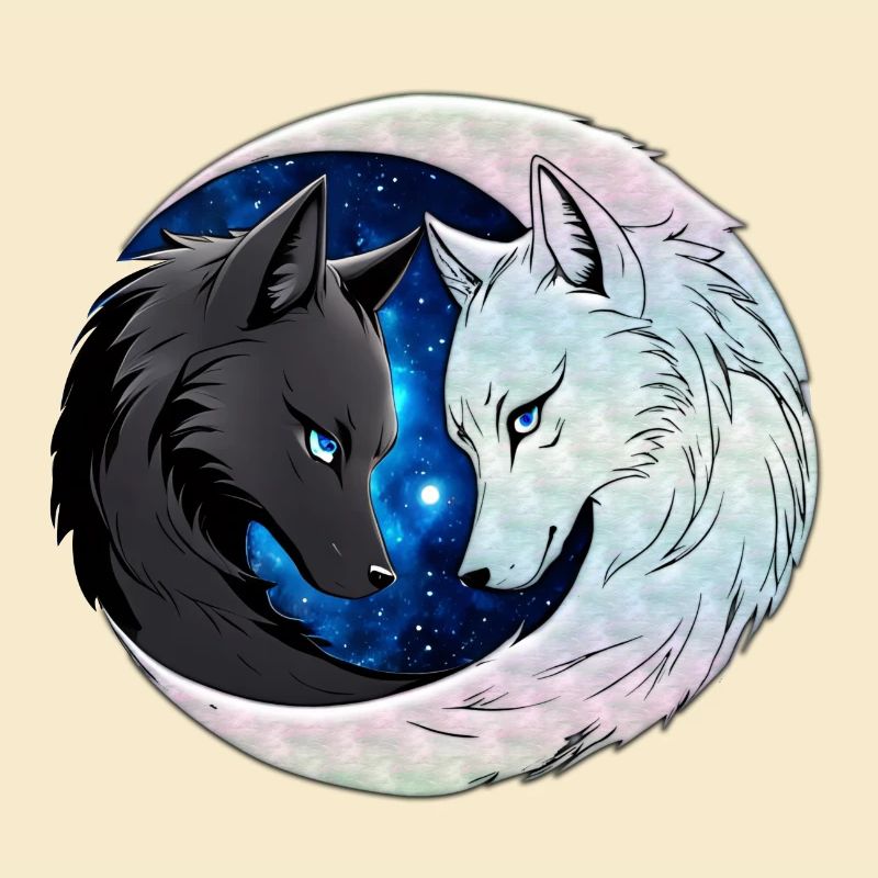 Two majestic wolf heads
