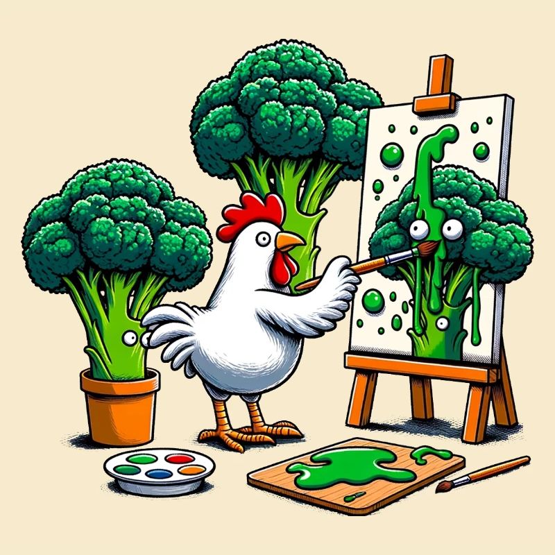 Chicken Paints Broccoli Masterpiece