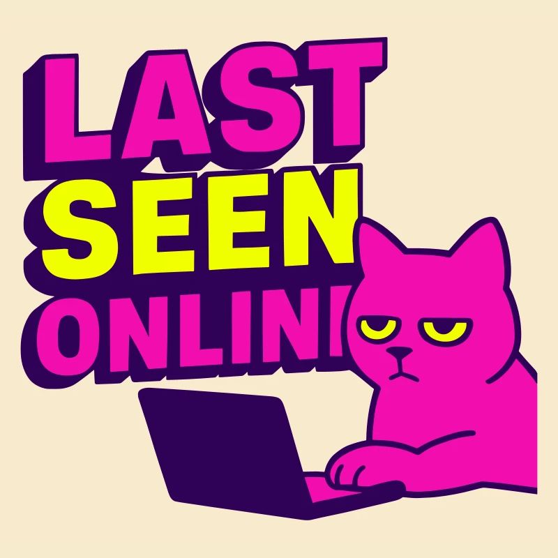Last seen online: Meme-Design mit genervter Katze