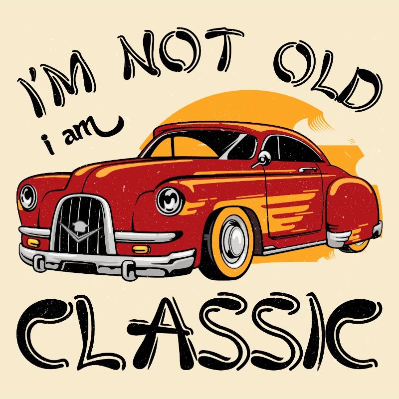 Roter Oldtimer mit Sunset Design