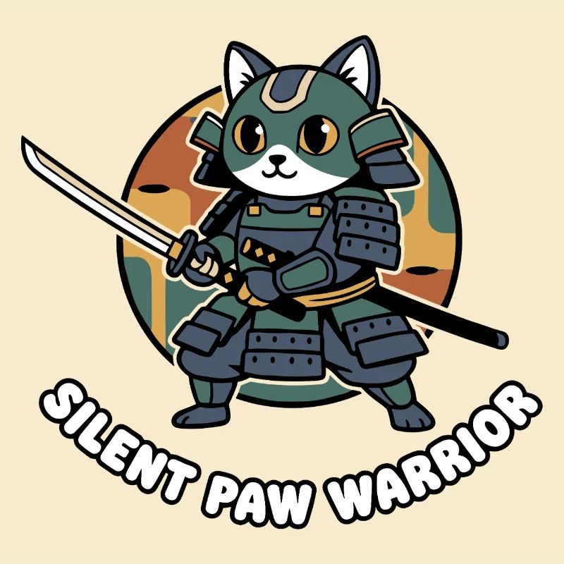 Stiller Pfoten Samurai-Krieger Katze