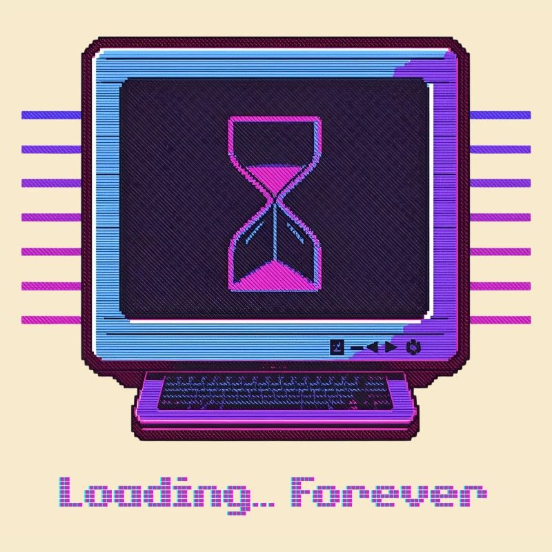 Chargement permanent du design néon rétro du PC