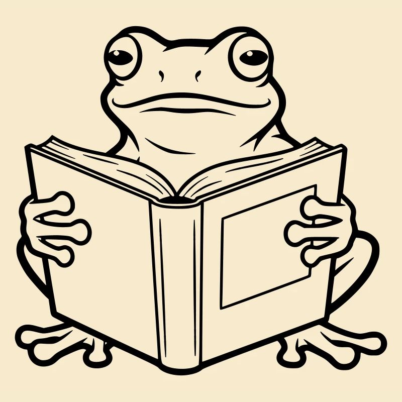 Reading Frog Cartoon Illustration