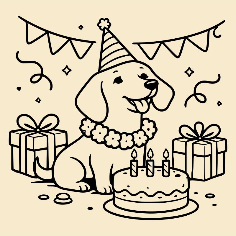 Les enfants du gâteau teckel d’anniversaire