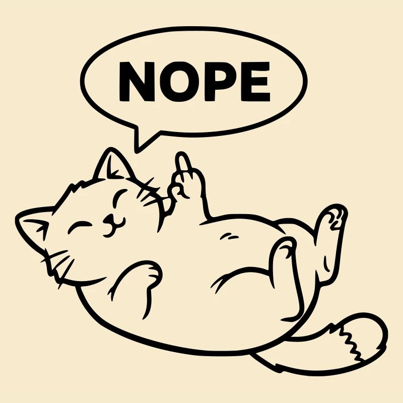 Cat Laughing Nope Outline
