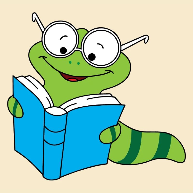 Bookworm Nerd Reading Books Earthworm