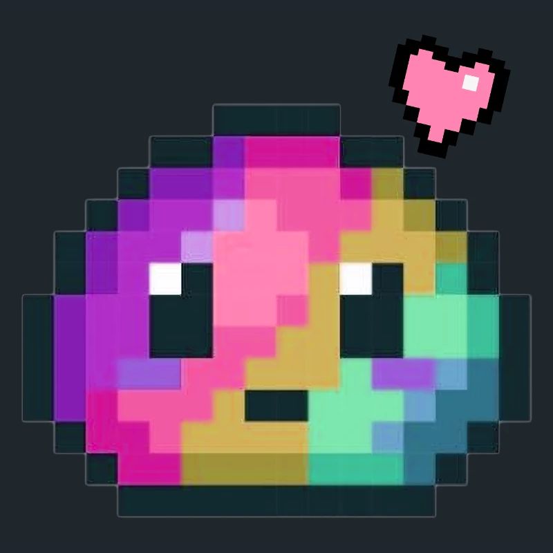 Pixel Color Explosion Heart Style 8 Bits Rétro