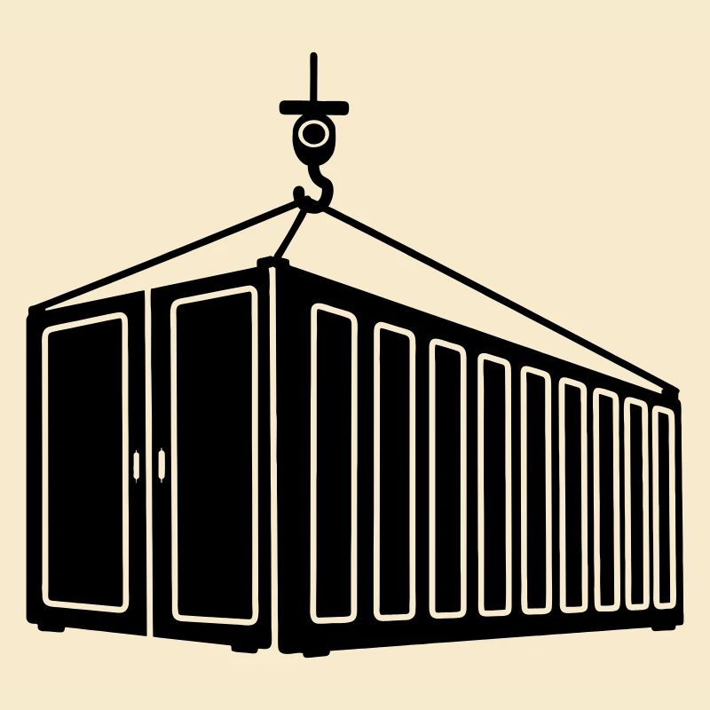 Sea container on hook crane logo