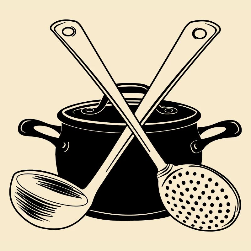 Pan soup spoon and slotted spoon light