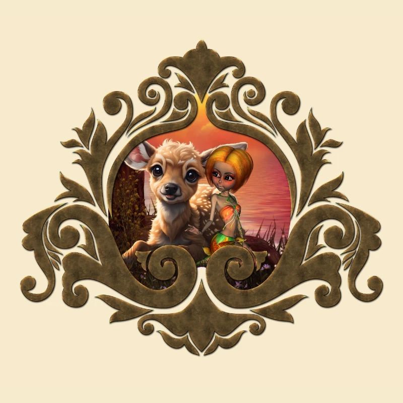 La petite fée et le faon mignon