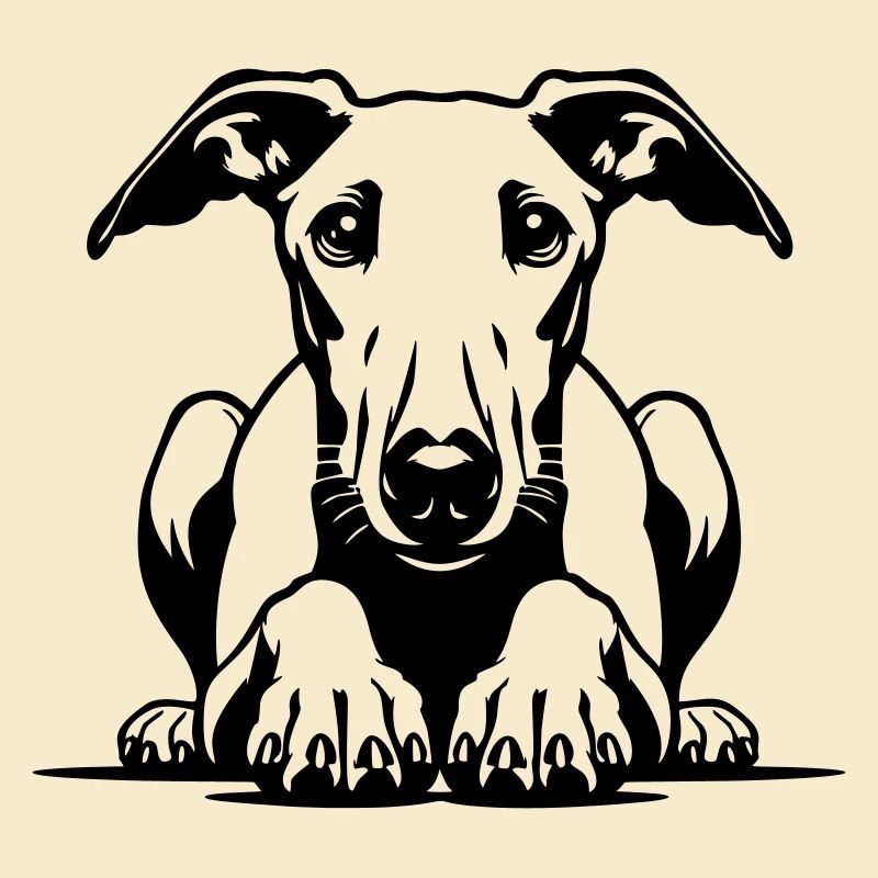 Tête de whippet avec pattes