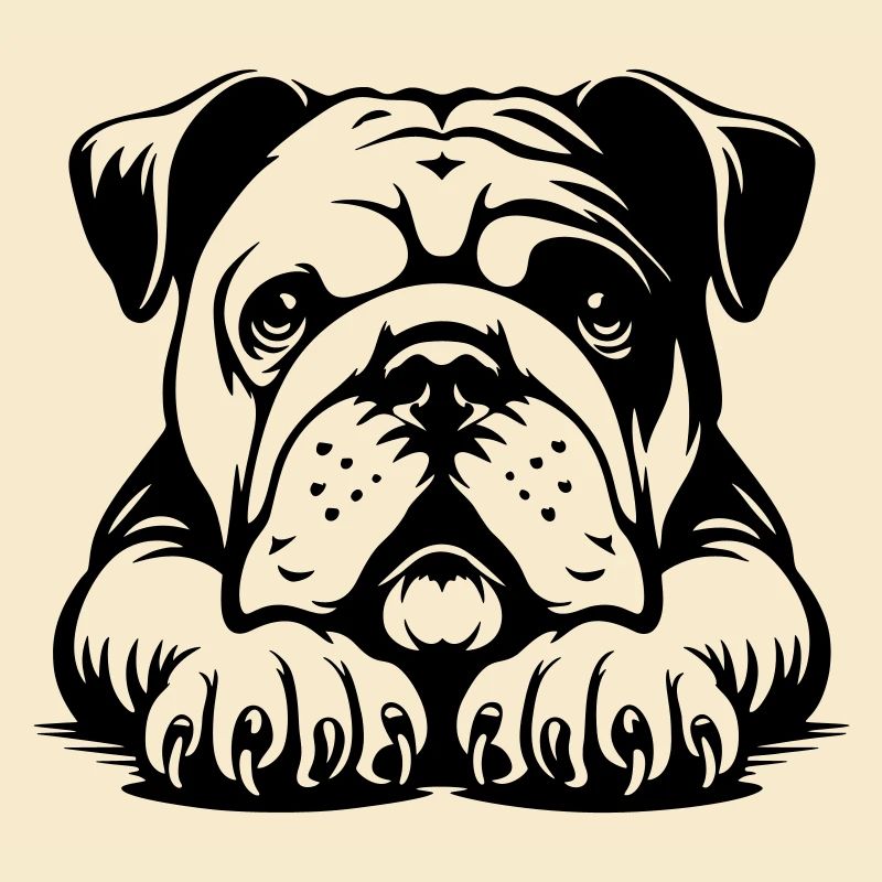 Tête de bouledogue anglais avec pattes