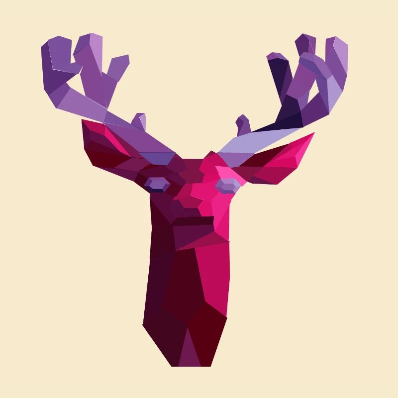Red geometric deer with amethyst horns