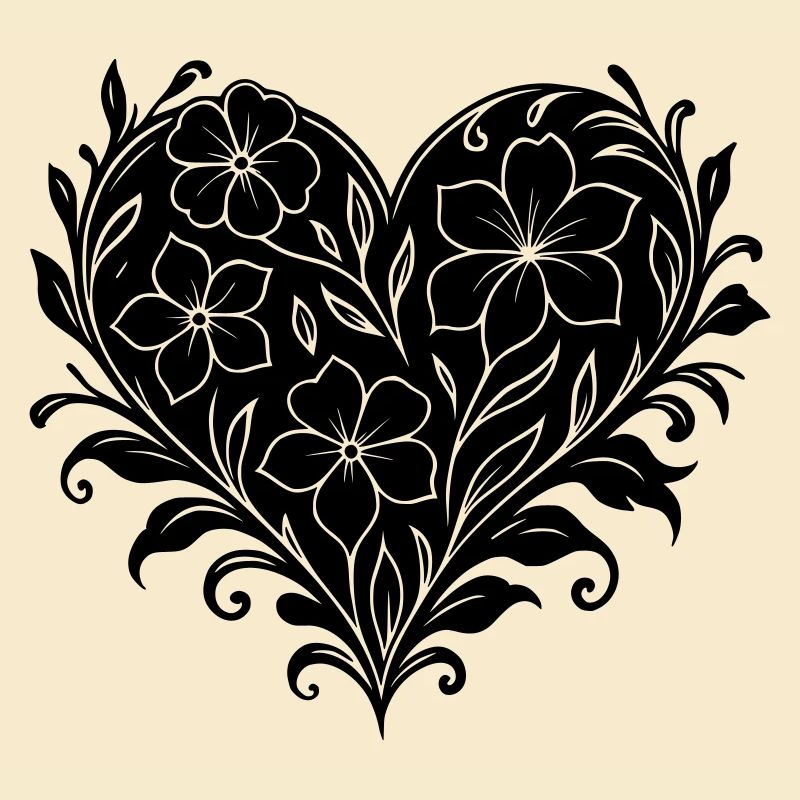 Plakatives Blumenherz, Blumenmuster mit Herz