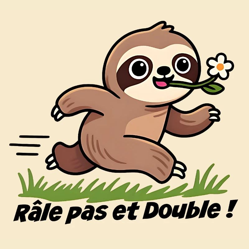 Curious Sloth and Flower