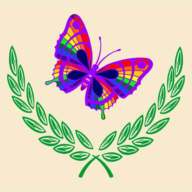 Papillon en couronne de laurier vert