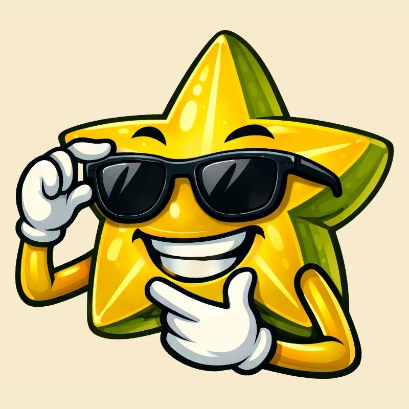 Cool Star Fruit Cartoon Design Summer Fruit Comic