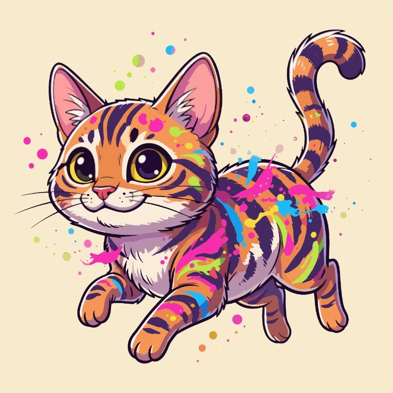Art coloré éclaboussé de chats