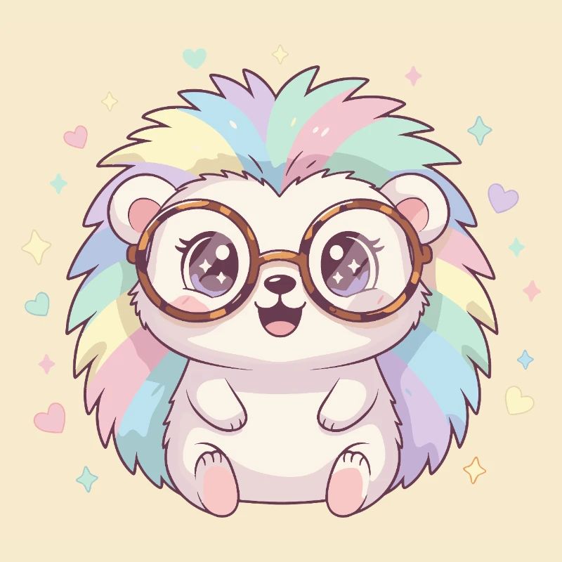 Regenbogen-Igel mit Brillen
