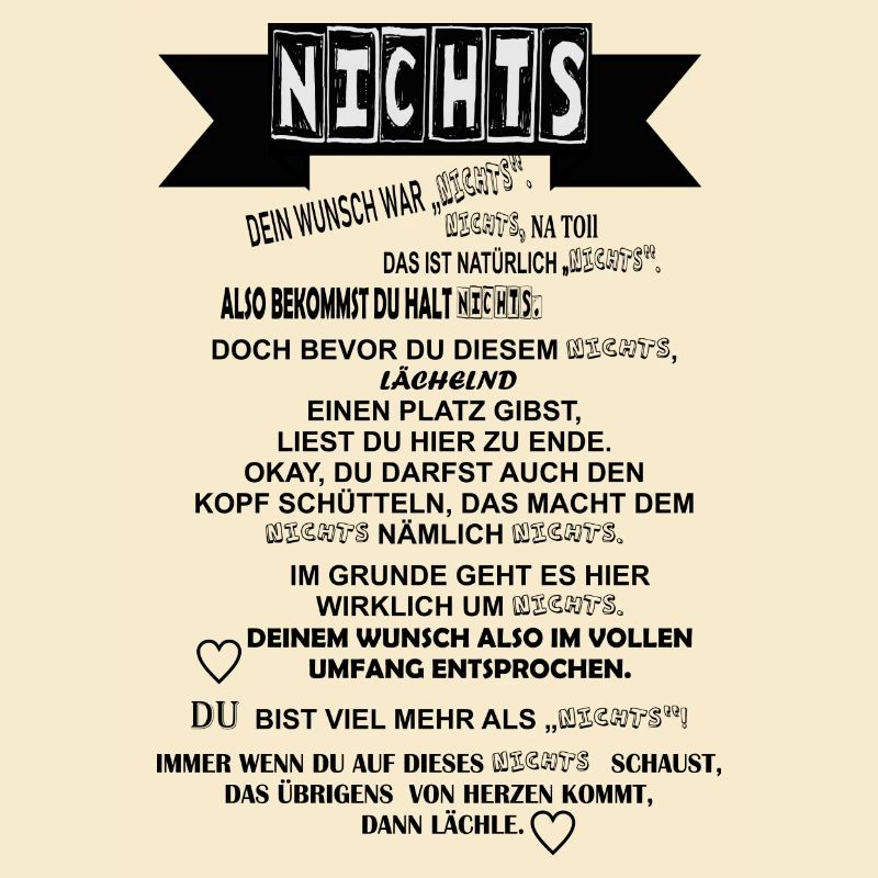 Nichts - Geschenkidee - Nichts schenken. Text