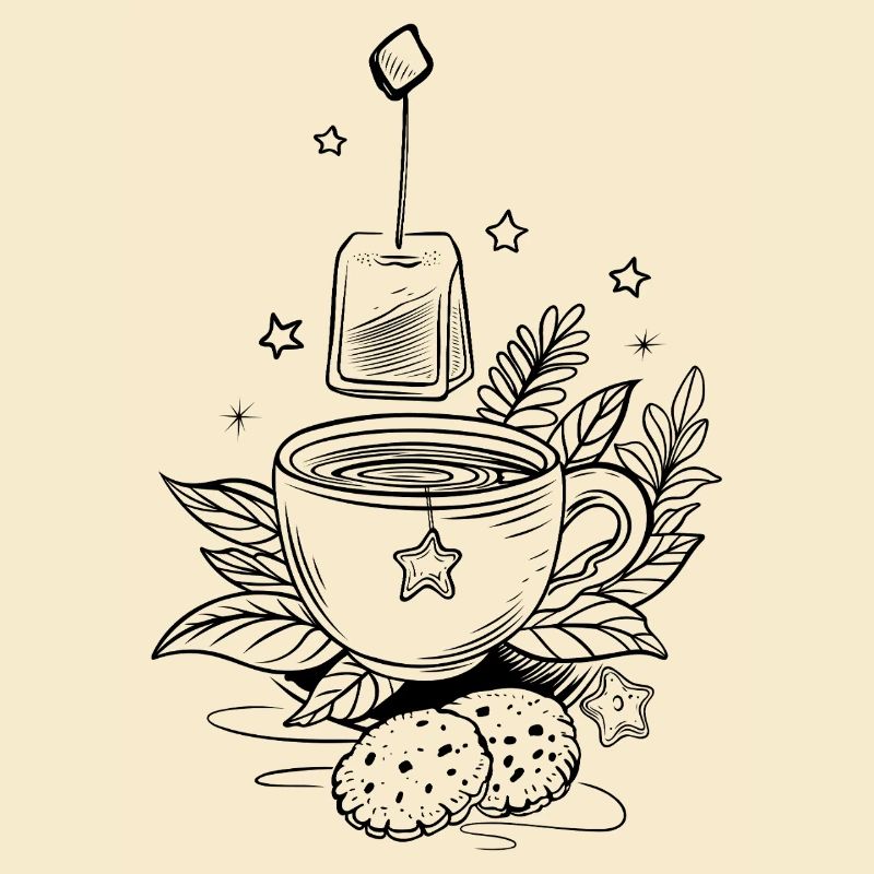 Tee Teetasse mit Earl Grey und Teebeutel