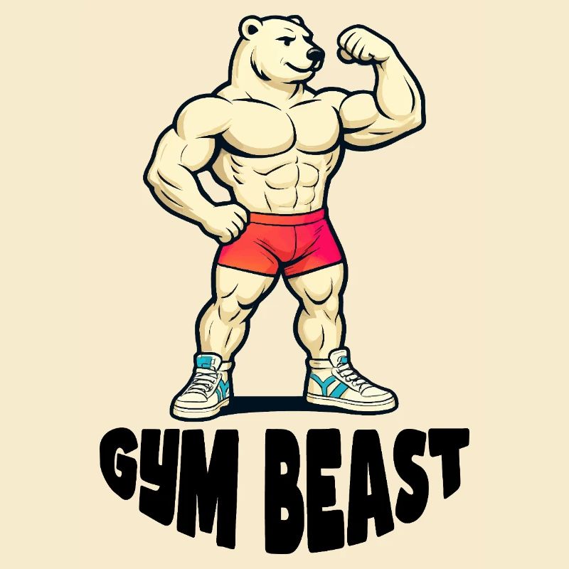 Muscle Bear Power Pose Cartoon