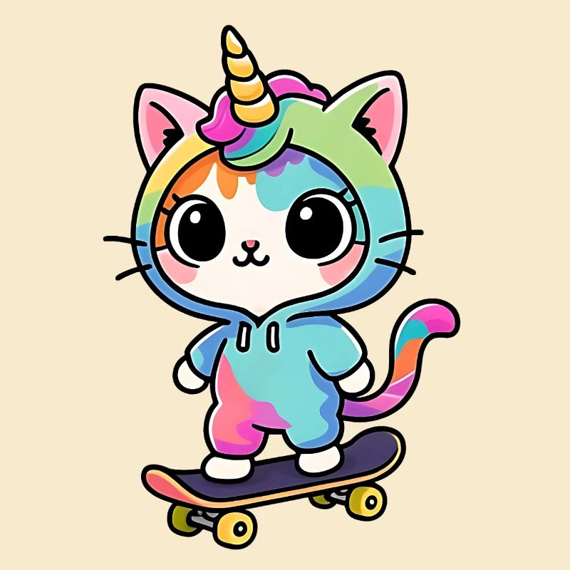 Rainbow Unicorn Cat Skate