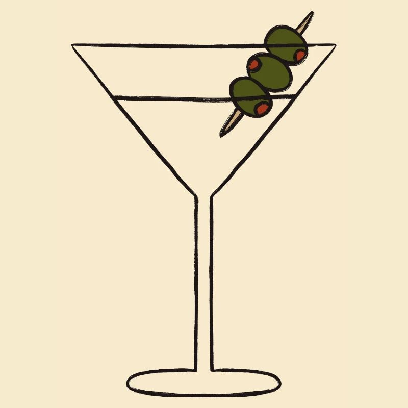 Olive Skewered Martini Silhouette