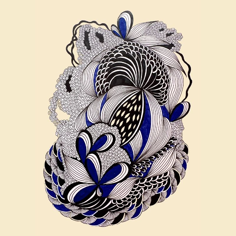 Black White Blue Ornament