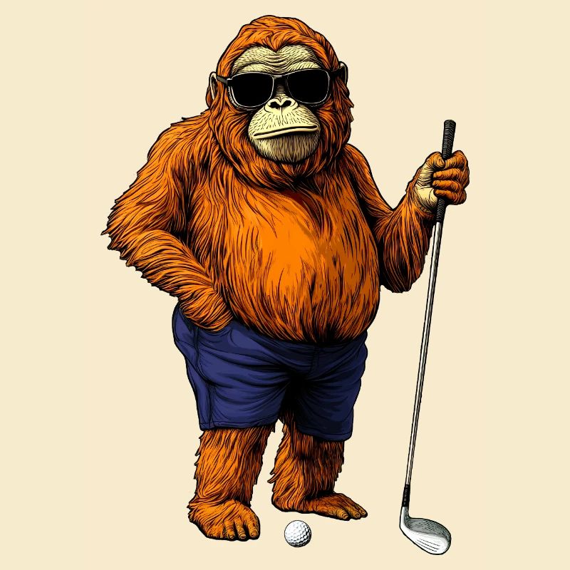 Affe Golfspieler