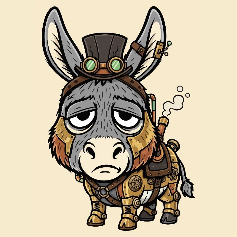 Donkey Cyborg Steampunk Top Hat Steam